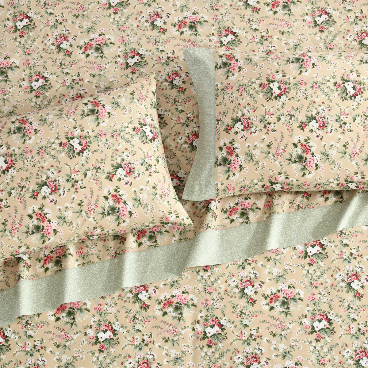 Laura Ashley – Twin Size Sheet Set, Crisp & Lightweight Cotton Percale Bedding with Fitted Sheet and Pillowcase, Floral Room Decor, Deep Pocket, College Dorm Room Essentials (Serene Dream Brown)