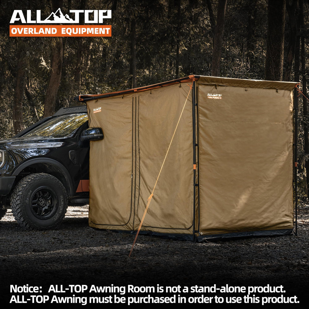 ALL-TOP Awning Room with Floor 8.2' x 10' Rip-Stop 420D Oxford Awning Tent with Bug-Resistance Mesh, Waterproof Sun Shelter for Overland, Camping(Room Only)