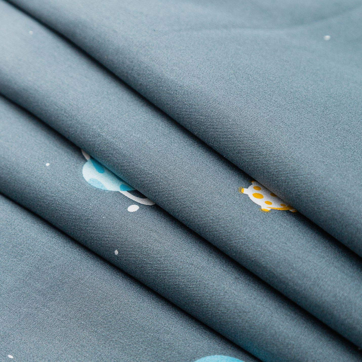 YuHeGuoJi Teal Space Duvet Cover Queen 100% Cotton 3 Pcs Set 1 Cartoon Yellow Blue Galaxy Duvet Cover with Zipper Ties 2 Pillowcases Modern Celestial Planet White Stars Bedding Set Soft