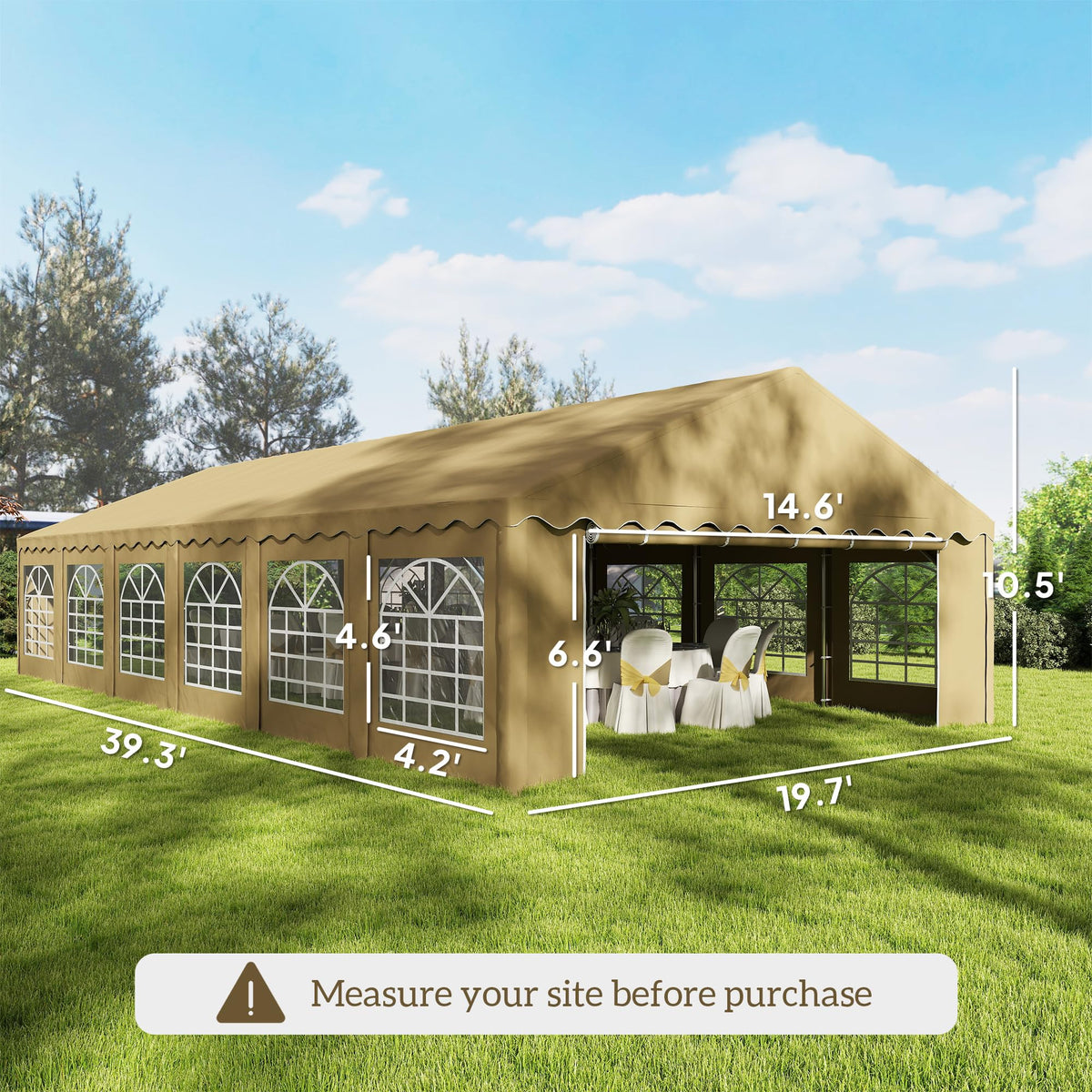 Outsunny 20' x 40' Heavy Duty Party Tent, Galvanized Outdoor Canopy Tent Large Event Shelter with Removable Sidewalls, 12 Windows and 2 Doors, Tents for Parties, Wedding, Events, BBQ Grill, Brown