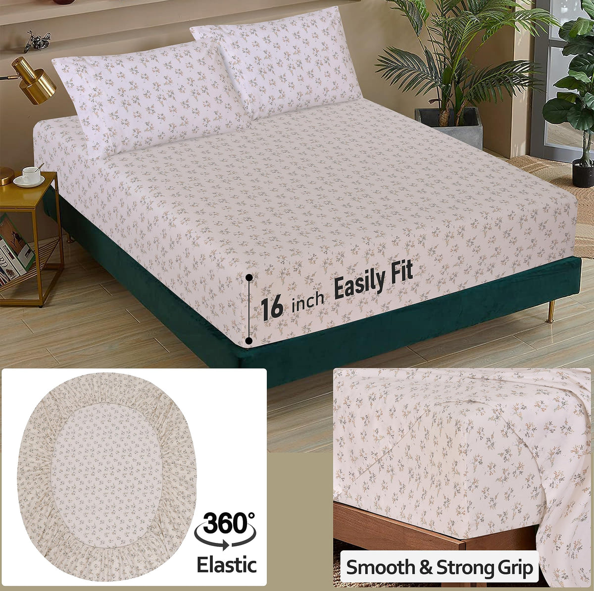 RUVANTI 100% Cotton Percale Sheets Full Size, Twin Spring
