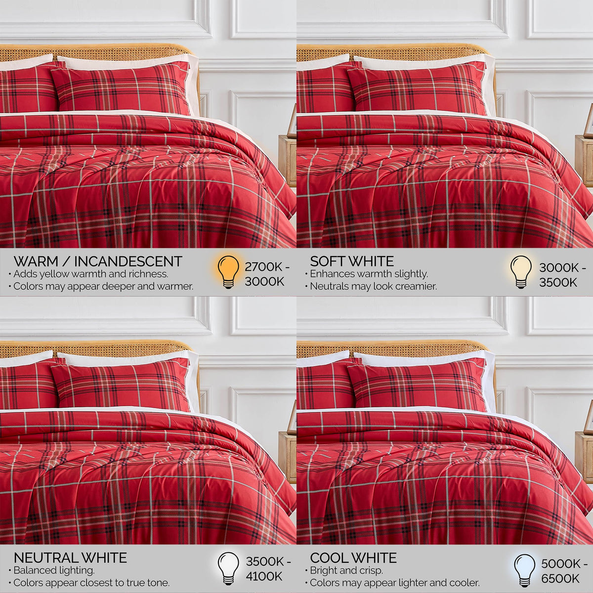 Southshore Fine Living Inc. Duvet Cover King/California King Size Set –Extra Soft Bedding w/ Zipper Closure –King Duvet Cover Set 108"x98", 2 Pillow Shams 20"x36" – Wrinkle Resistant– Vilano Plaid Red