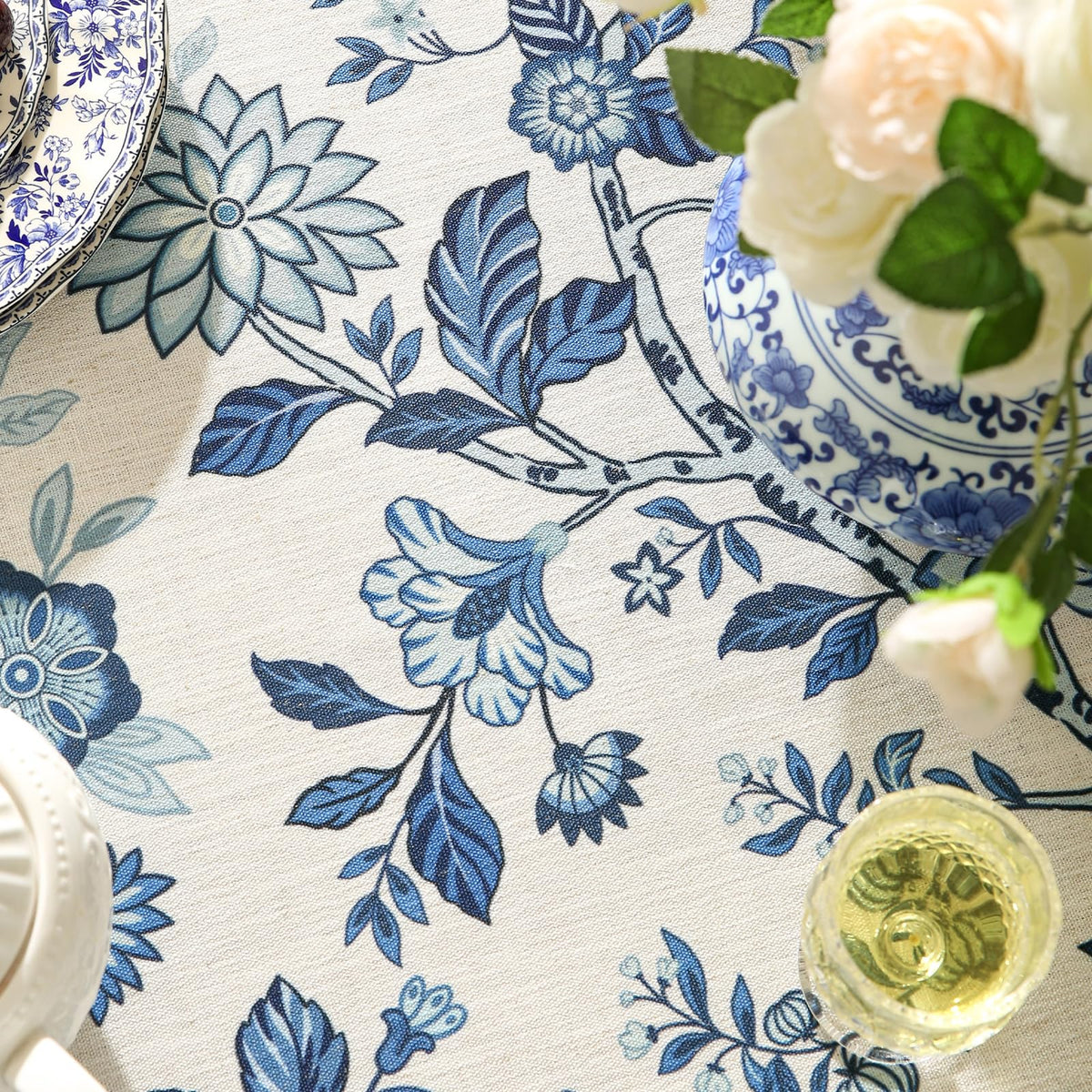 bilin gaier Designer Linen Tablecloth Rectangular,87"x55"-Suqing A