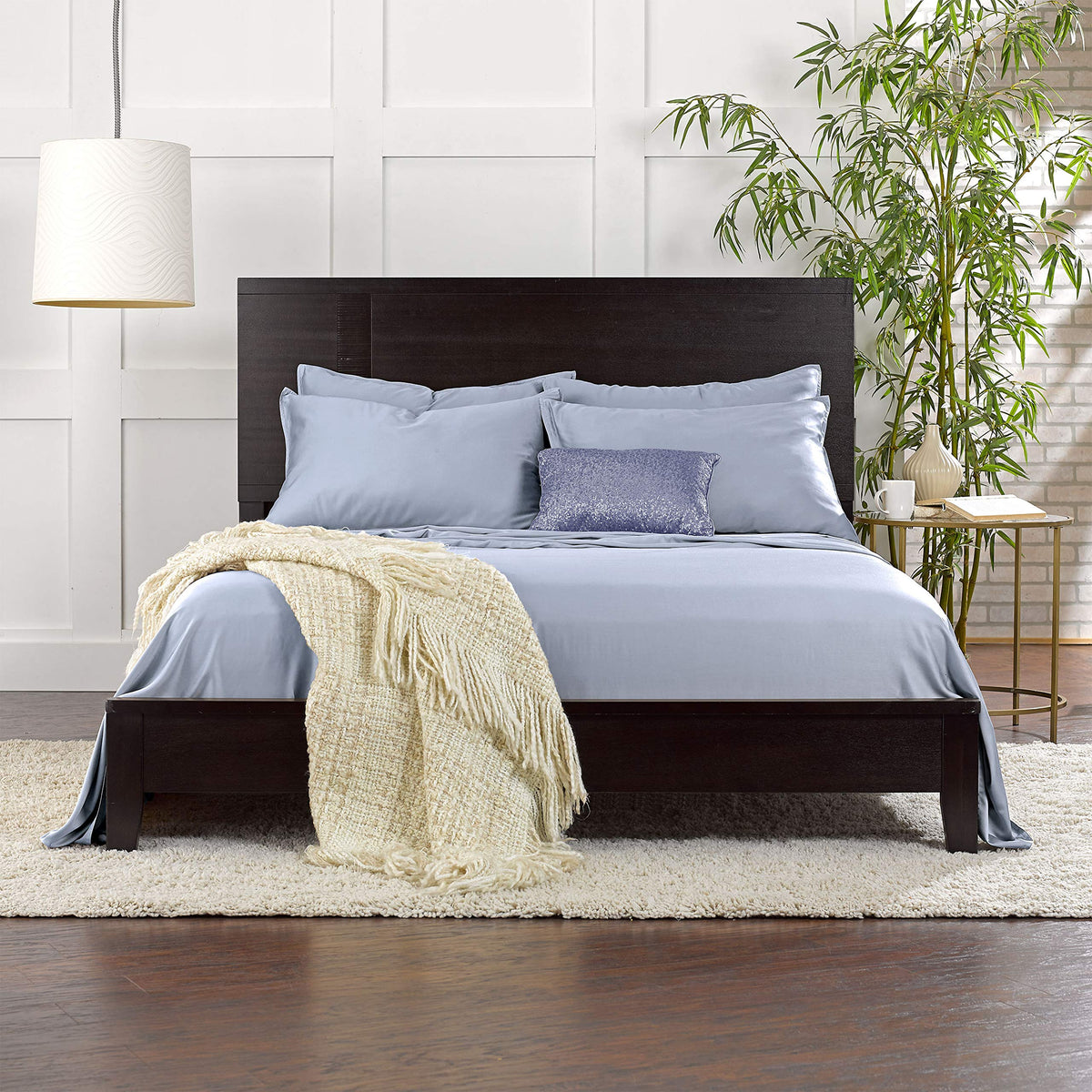 Pure Bamboo Short Queen Sheets for RV Camper (60"x75") - Genuine 100% Organic Viscose Derived from Bamboo Bed Sheet Set, Soft & Cooling, 2 Year Quality Promise (Short Queen, Sterling Blue)