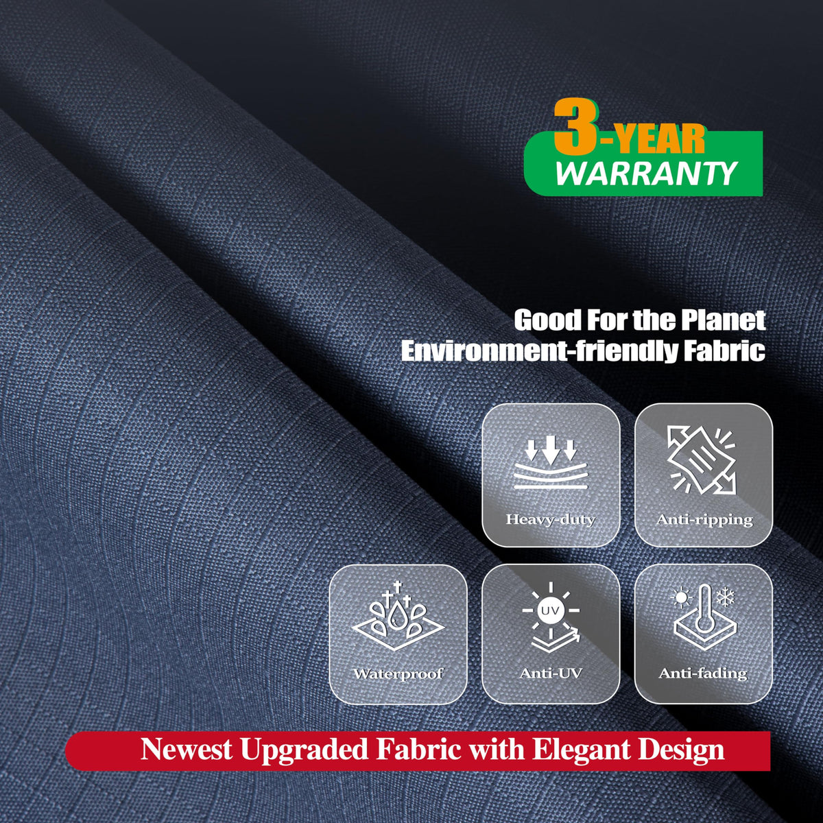 F&J Outdoors Heavy Duty Waterproof Anti-UV Rip-stop Fabric Extra Large Patio Furniture Covers, Grey, 180"x96"x36"