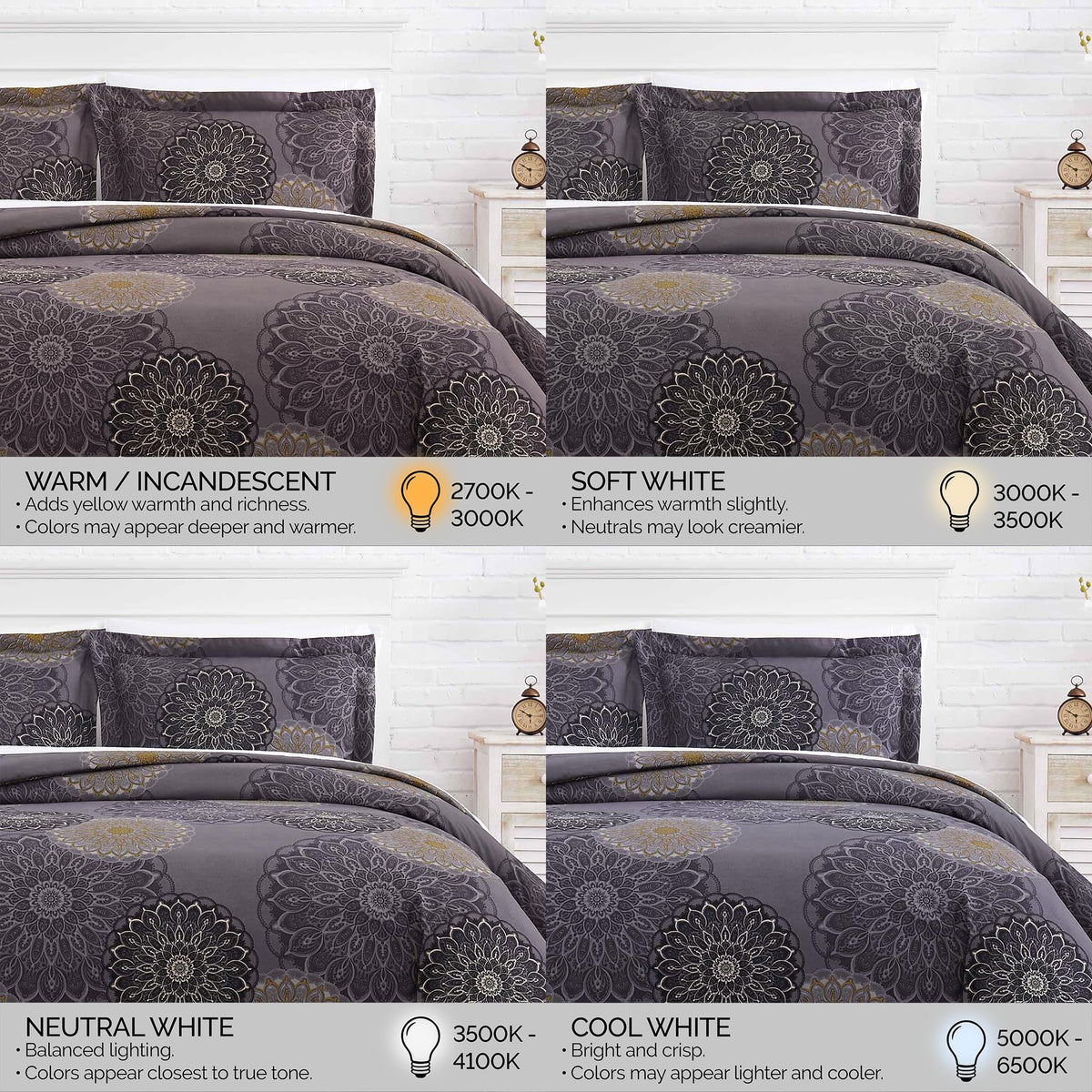 Southshore Fine Living, Inc. Oversized Floral Duvet Cover King Size/California, Reversible Cal King Duvet Cover Set, Pet Hair Resistant Bedding, 2 Pillow Shams, Insert Not Included - Midnight Black
