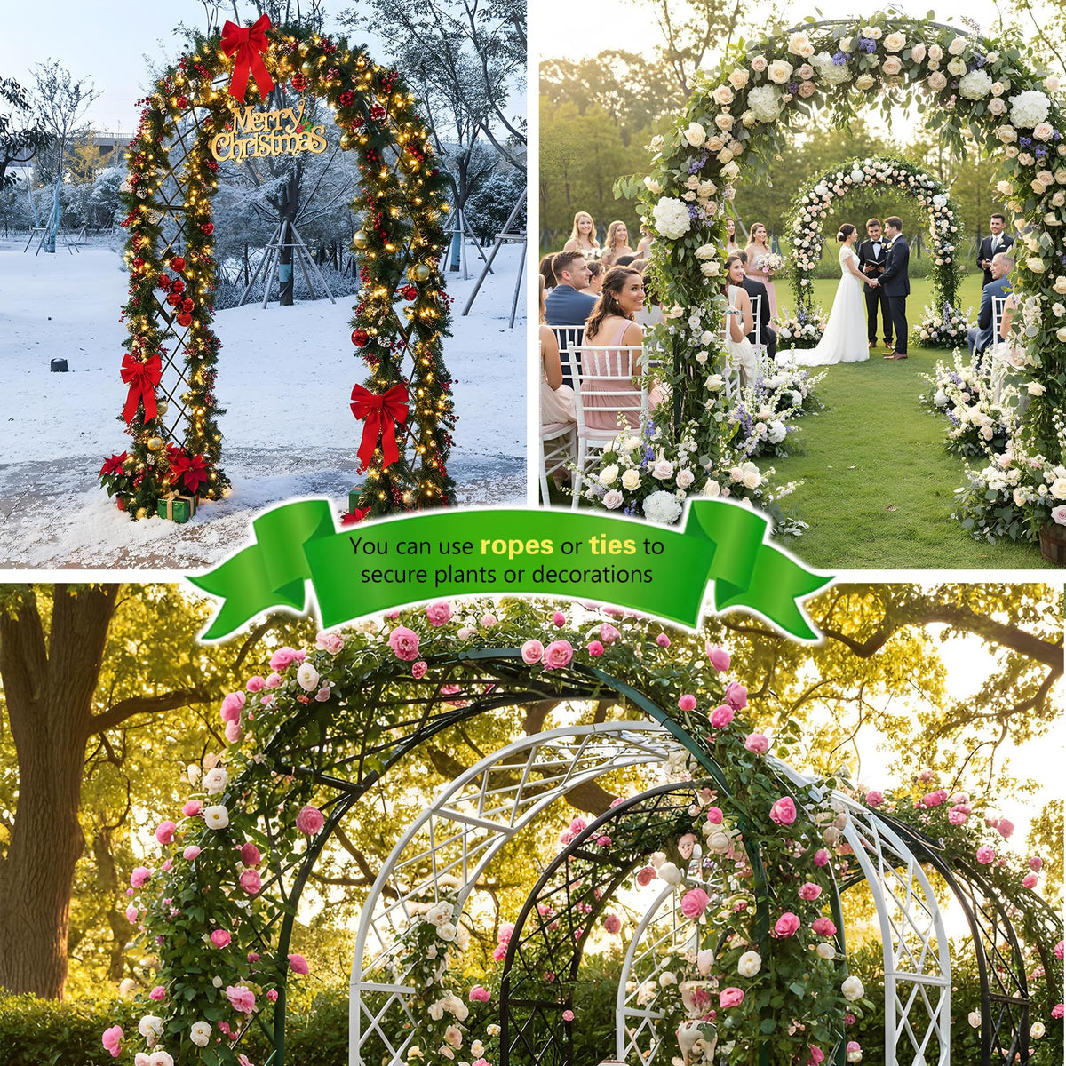 Garden Arch Trellis for Climbing Plants Outdoor Metal Garden Trellis Wide Sturdy Garden Arbor Arches Backdrop Stand for Lawn, Party, Ceremony, Wedding, Decoration Brown 55.1''×15.7''×H90.6''