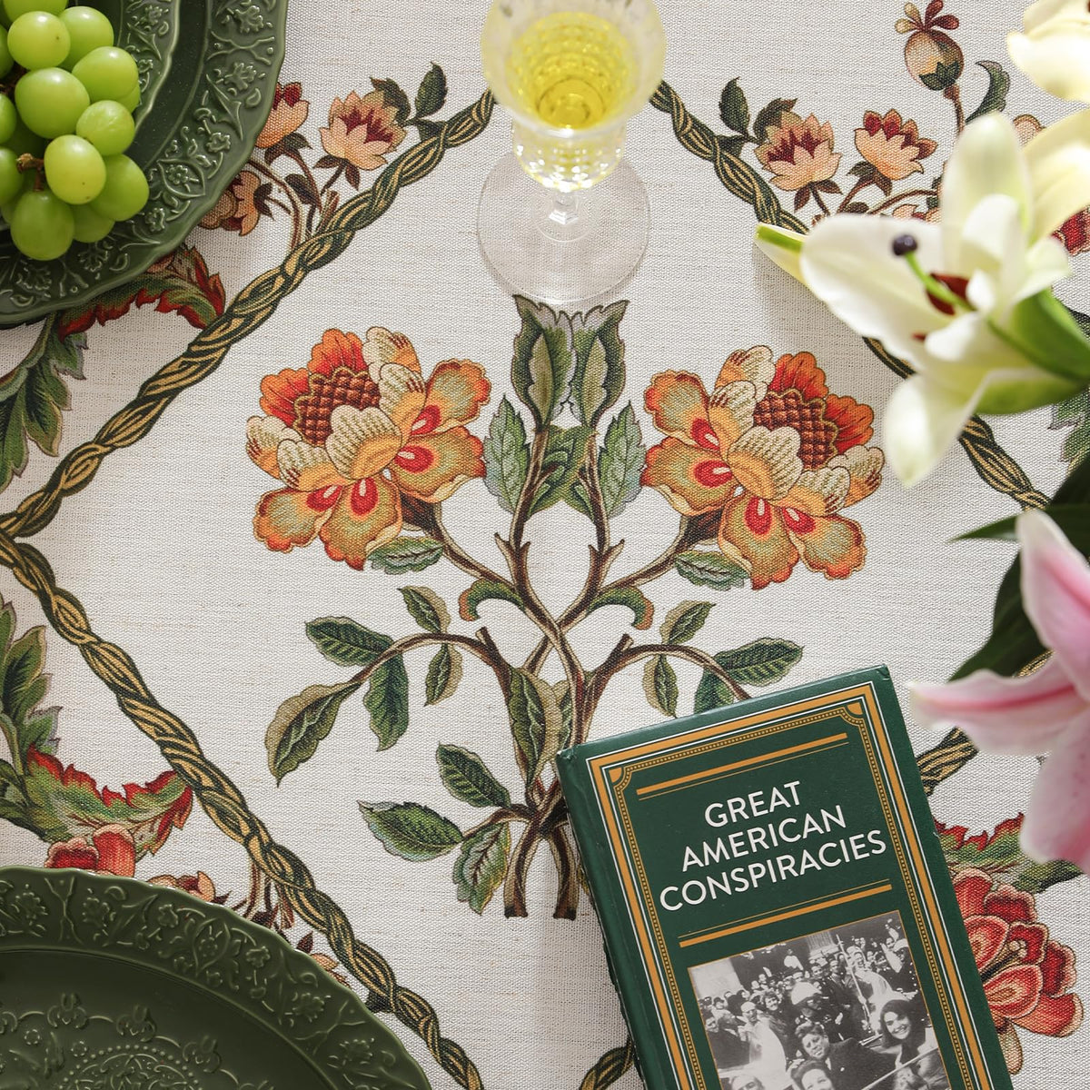 patdrea Vintage French Linen Tablecloth,Square,55"x55"-Santiago C