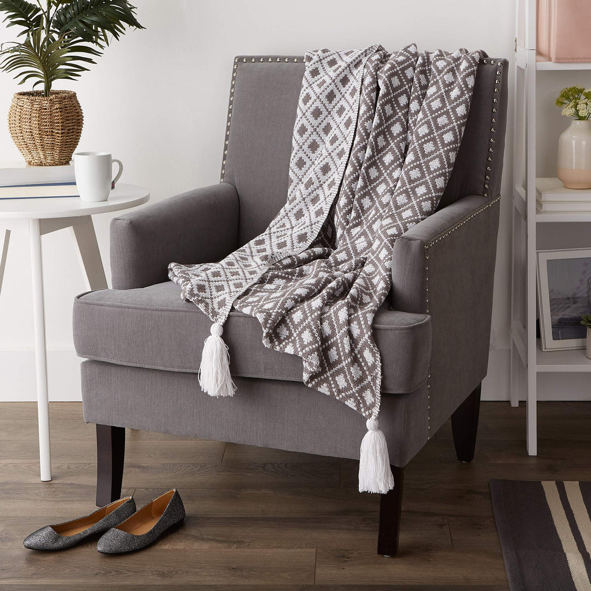 DII Gray Diamond Lattice Throw, 50x60