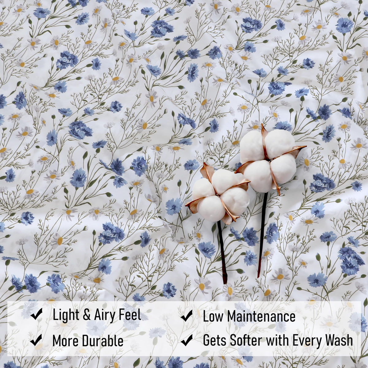 RUVANTI 100% Cotton Percale Sheets Full Size, Sweet Pea