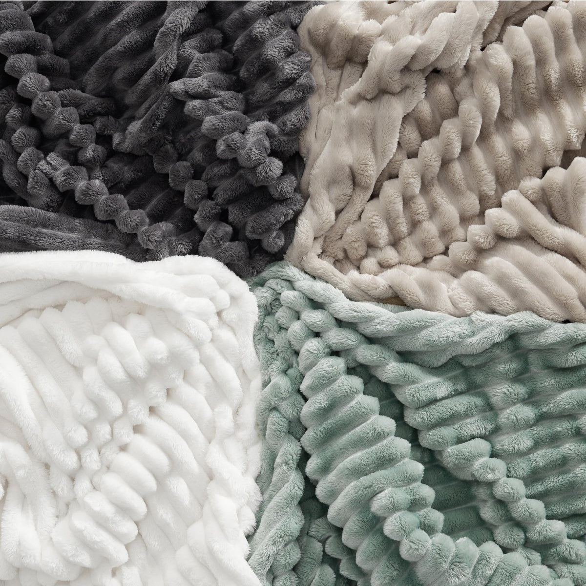 Bedsure Fleece Twin Blanket（White ＆ Beige）