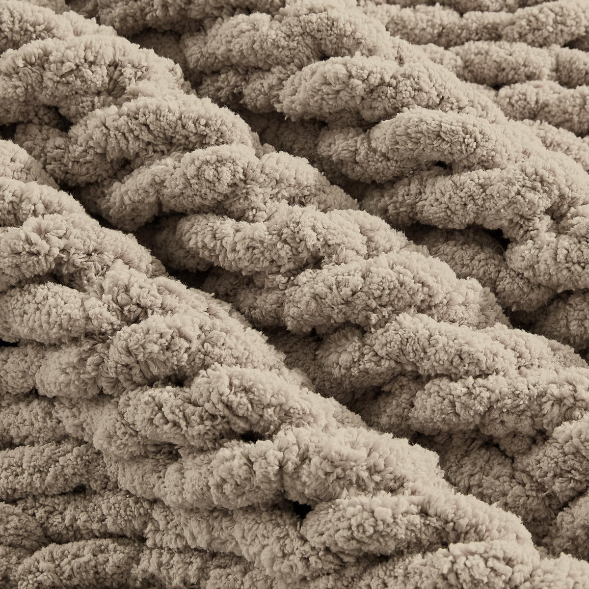 Carriediosa Chunky Knit Throw Blanket 50" X 60", 100% Hand Made Large Chenille Loop Yarn Soft Fluffy Throws for Couch Sofa Bed, Big Crochet Cozy Heavy Thick Cable Woven Blankets, Taupe