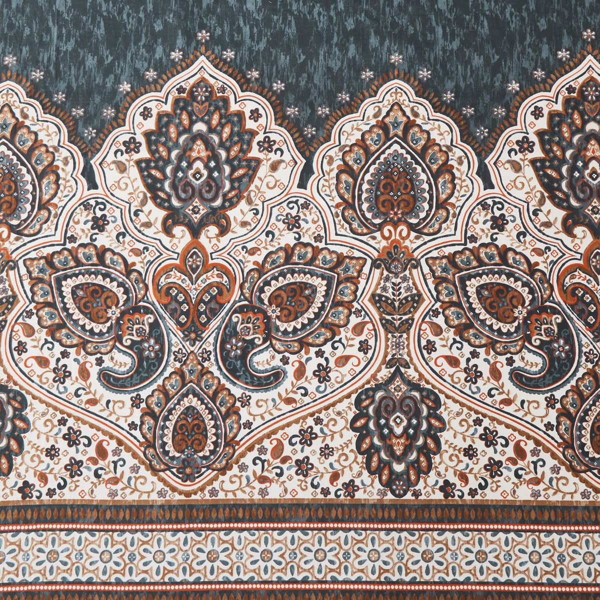 Tache Fitted Sheet Full Size Royal Rustic Paisley Mandala Lattice Floral Elegant Deep Dark Navy Teal Fitted Bed Sheet Only, Full