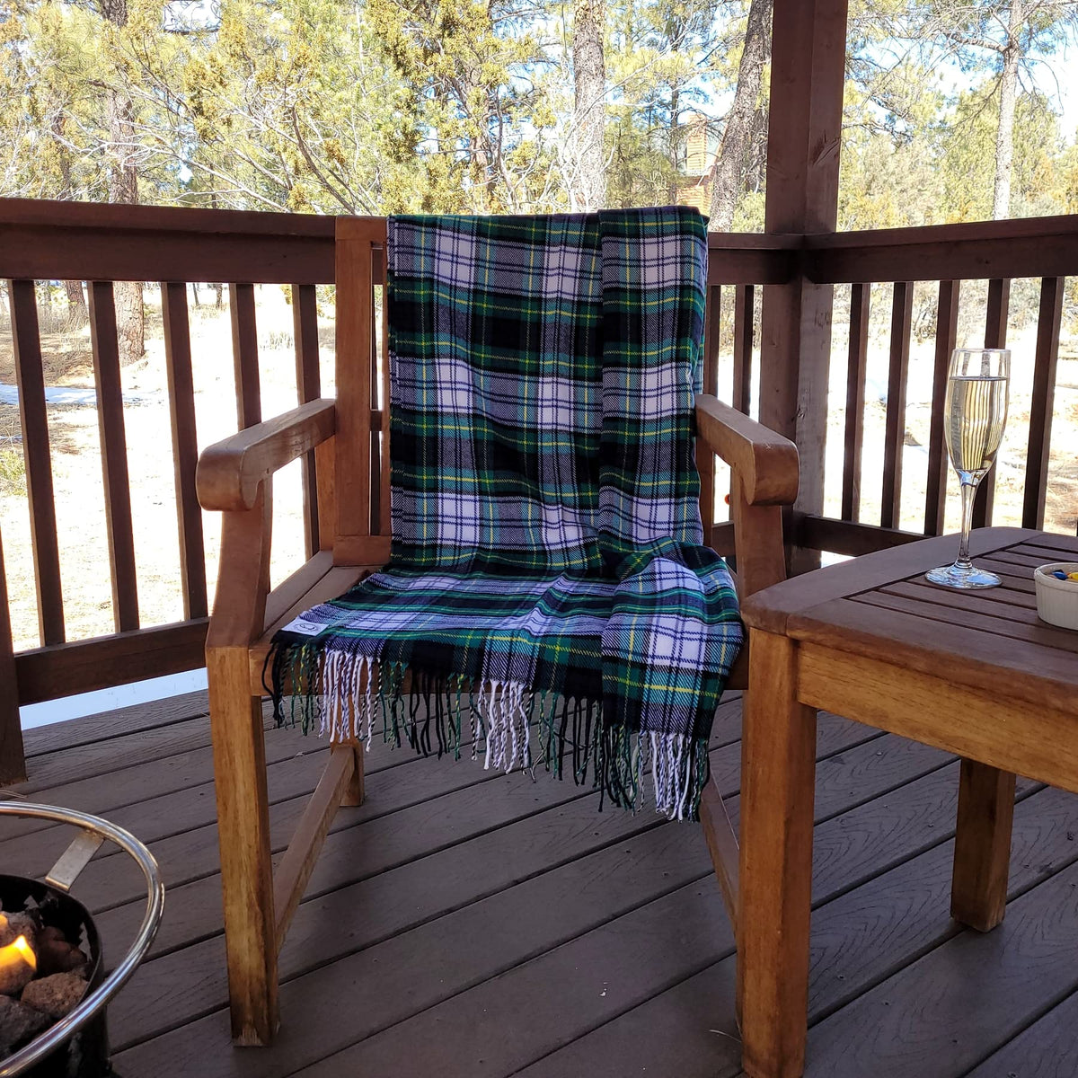 CHEF L HOME & KITCHEN Throw Blanket Green Plaid with Tassels/Fringe- 60" x 50"
