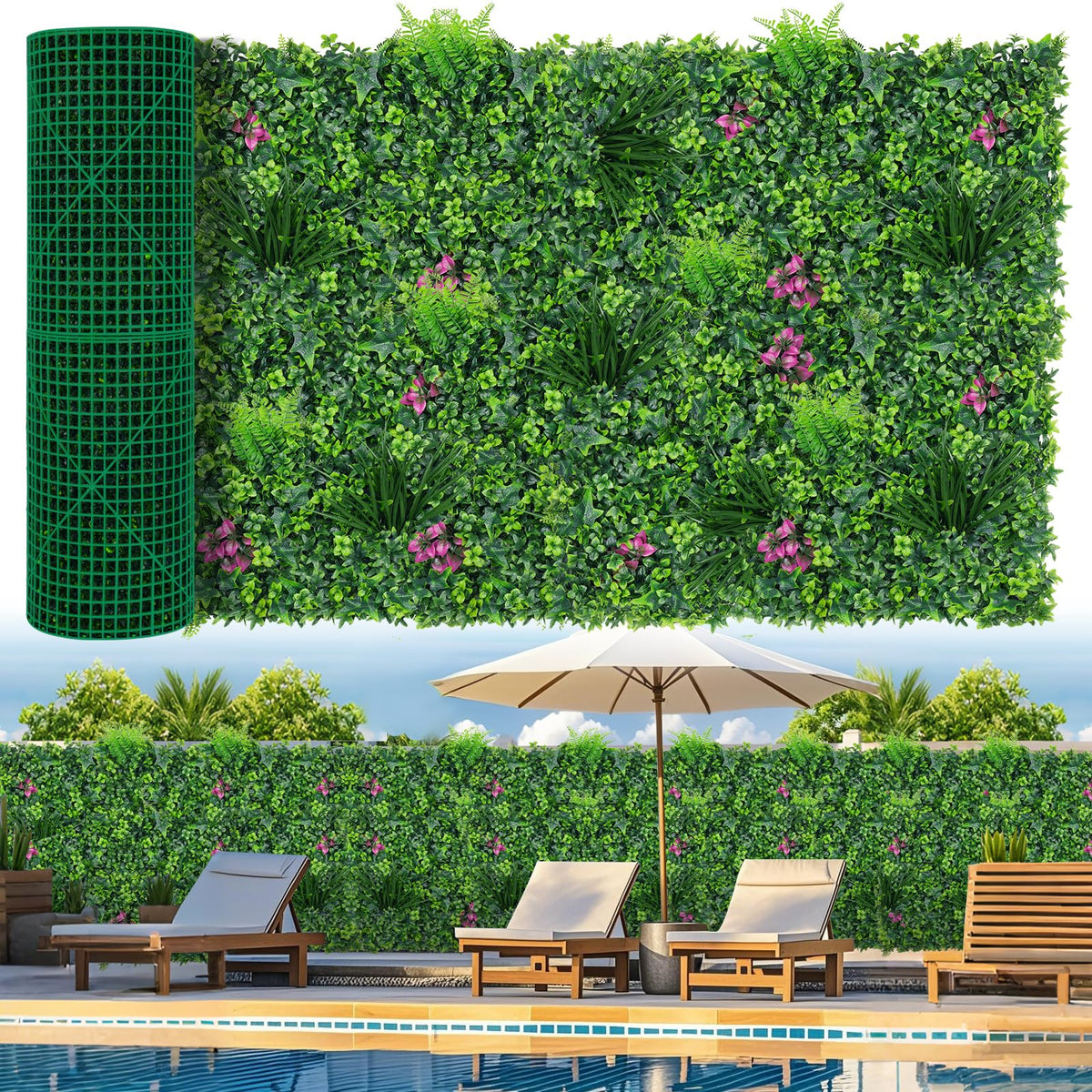 Grooy Boxwood Roll Panels, Grass Wall 40"x120"(33.33 SQFT), Grass Backdrop, Privacy Screen, Sun Protected Green Wall Decor for Outdoor, Indoor, Garden, Backyard and Décor