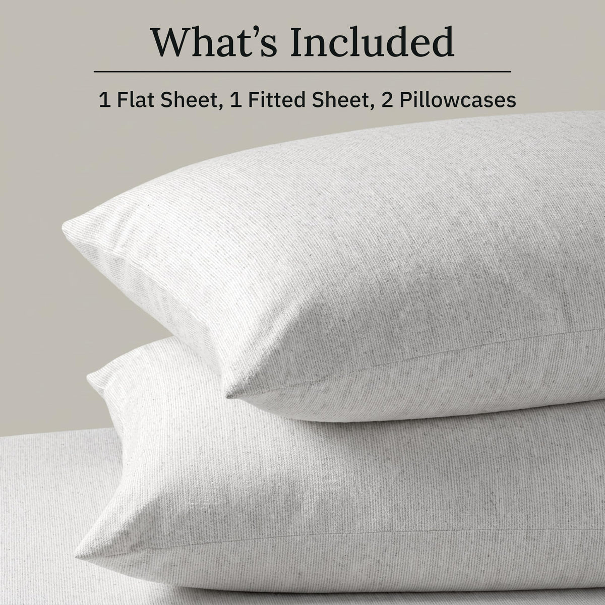 California Design Den Yarn Dyed Flannel King Sheets Deep Pocket Set with Extra Depth - Made in Portugal, 4-Piece 100% Cotton Flannel Sheets, Thick, Velvet Soft, Triple-Brushed - Cream Stripe