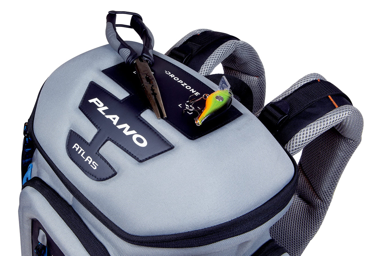 Plano Atlas 3700 Tackle Fishing Backpack, Gray EVA Material, Includes 3 3750 StowAway Utility Boxes for Worms, Lures, & Baits, Waterproof & Non-Skid Base, Grey