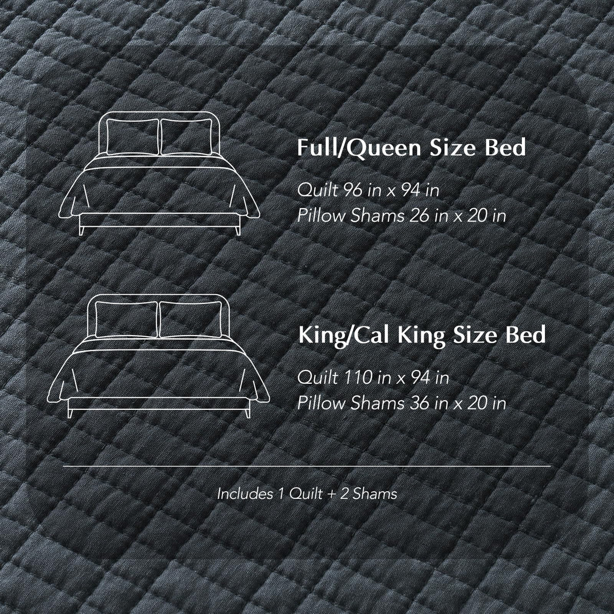EverGrace 100% Cotton Quilt King Size, Pre-Washed Modern Grid Stitch Lightweight Bedspread Coverlet for All Season, Oversized 3-Piece Bedding Set with 2 Pillow Shams, Midnight Blue