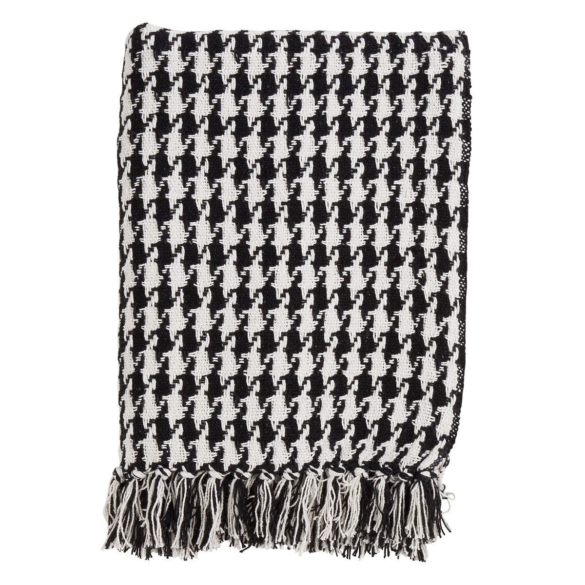 SARO LIFESTYLE Houndstooth Design Cotton Throw