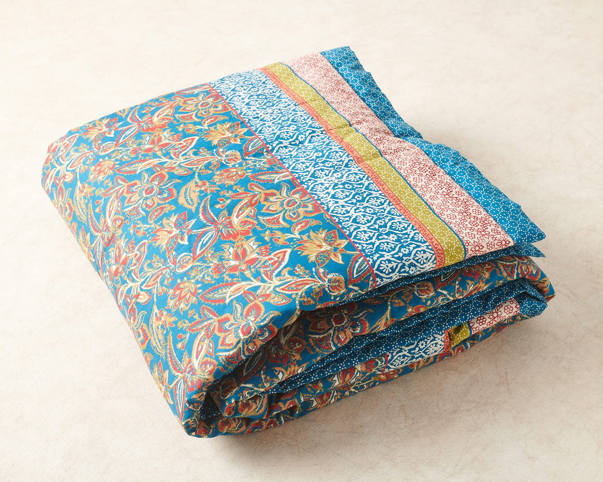 Maison d' Hermine Throw Blanket for Couch Lightweight Soft Warm Breathable Cotton Throw Blankets for Bed Girls Boys Women Men Gifts Travel Living Room Spring Summer (Kerala - Blue, 60" X 80")