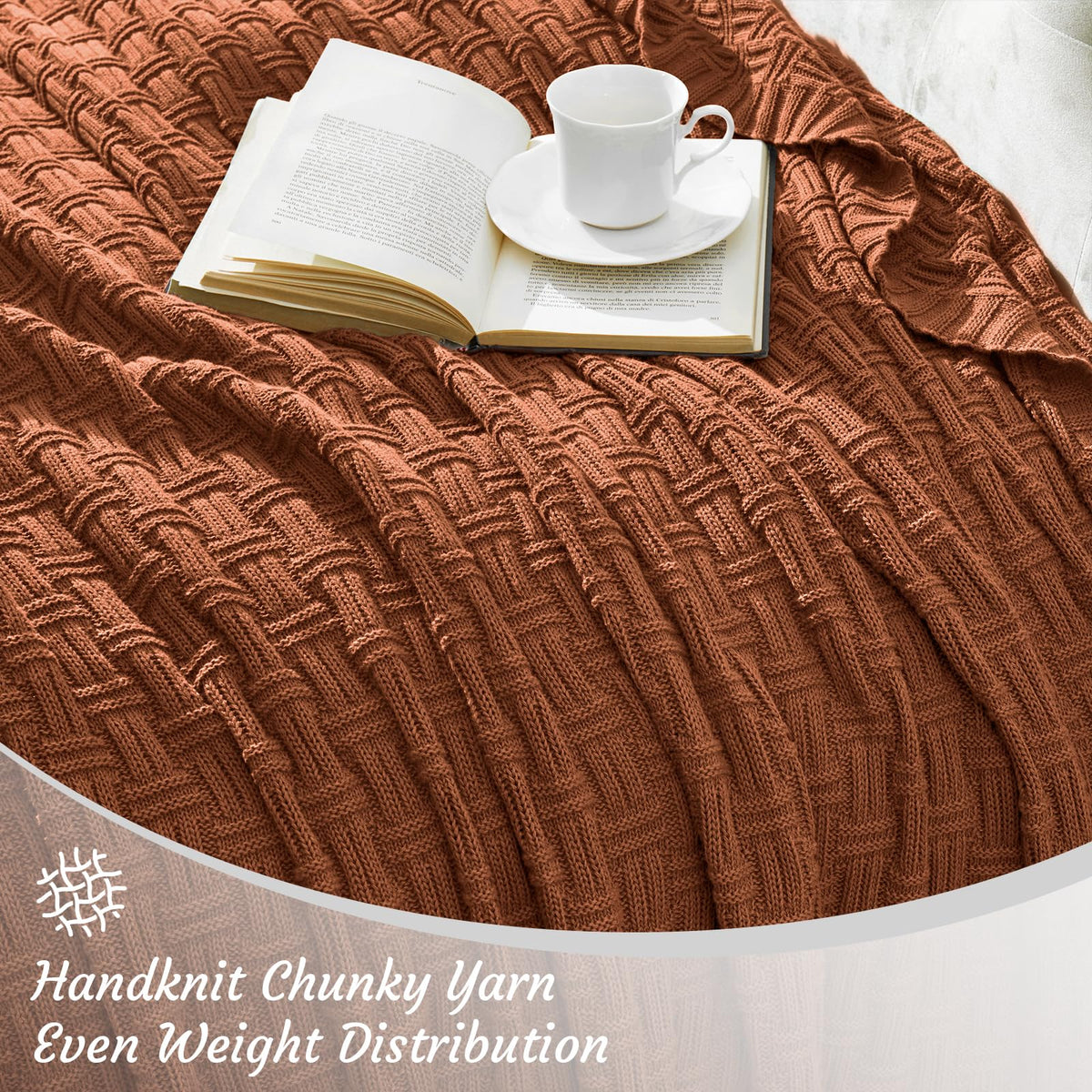TREELY 100% Cotton Knitted Throw Blanket Couch Cover Blanket(31 x 40 Inches, Brown)