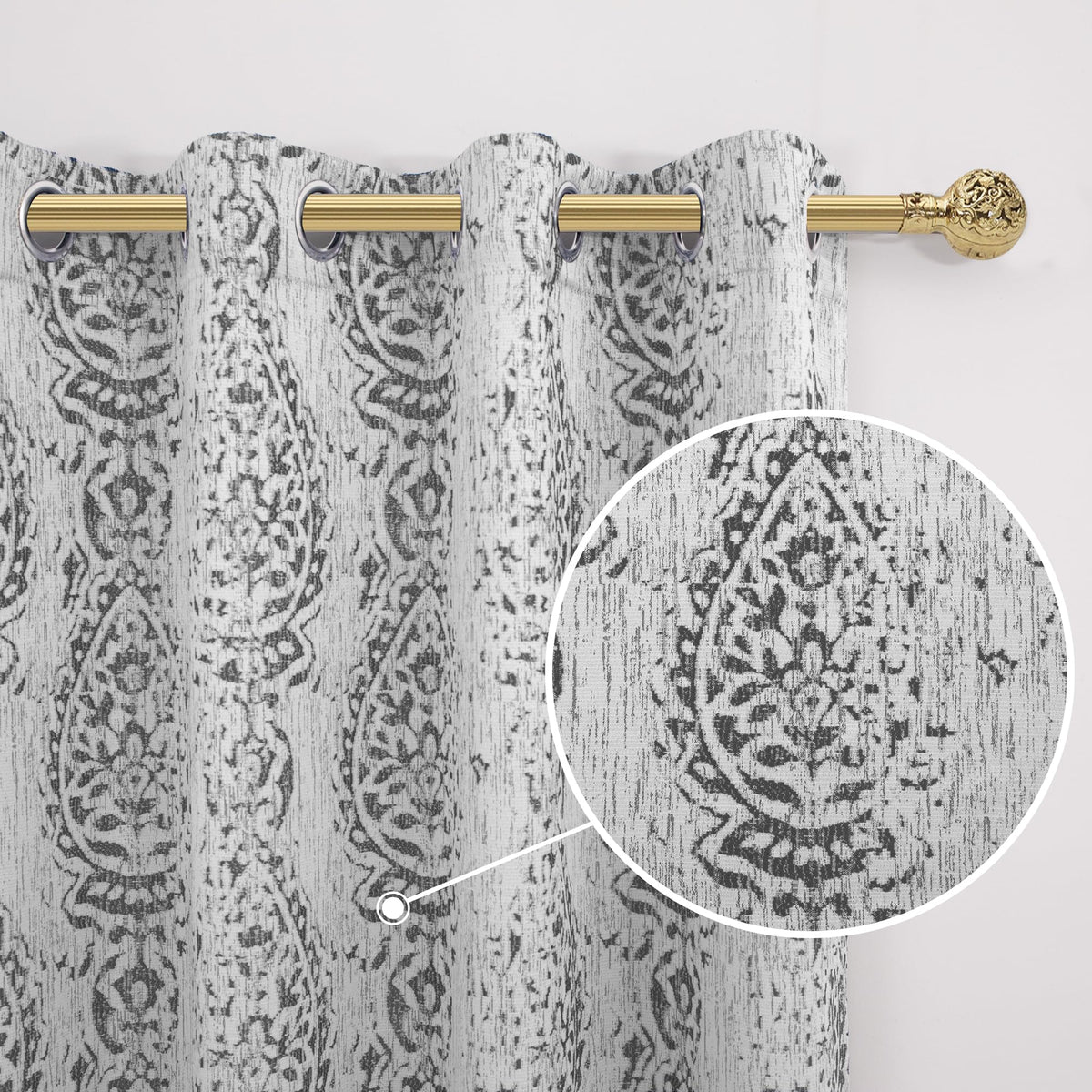 KOUFALL Patterned Blackout Curtains for Bedroom 84 Inch Long,Grey Light Gray Black Out Moroccan Geometric Pattern Curtains for Living Room 2 Panels Set