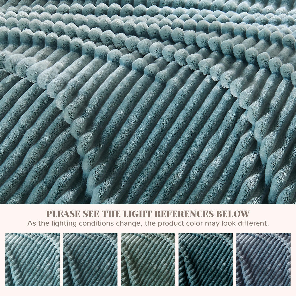 SUPRYNEX Dusty Blue Striped Throw Blanket, 330GSM Soft Plush Fleece Blanket for Couch Sofa Travel, Decorative Cozy Giftable Home Blanket, 50x70 Inches