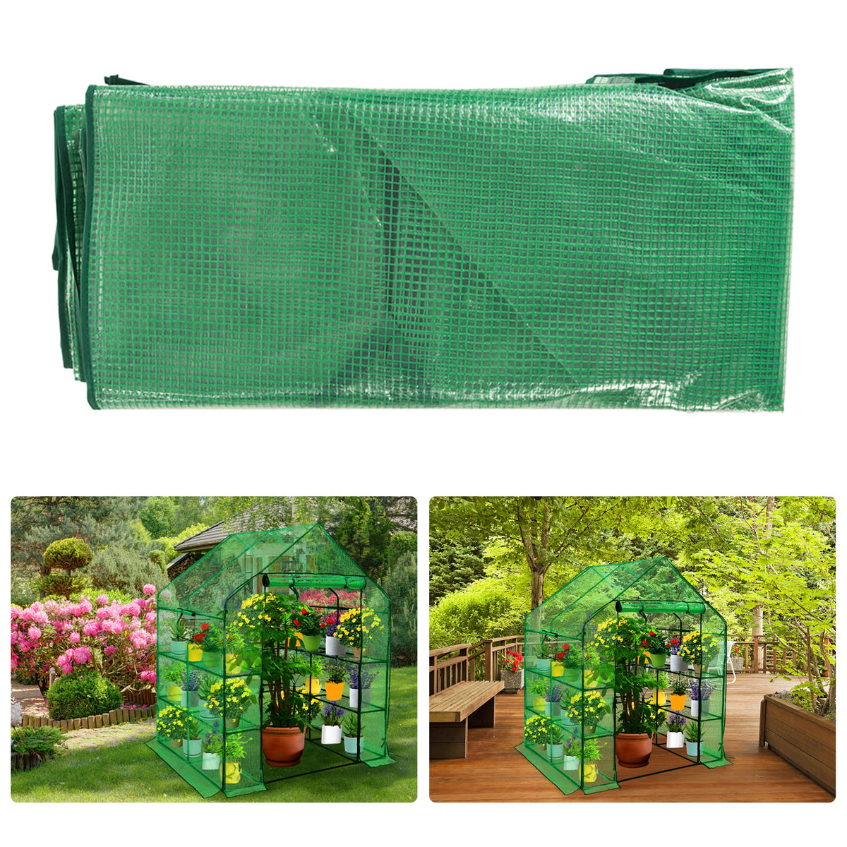 SUNGIFT Walk-in Greenhouse for Outdoors, 57x61x80 Inch Large Greenhouse, 3 Tiers 10 Shelves Mini Green House Kit with Observation Windows Roll-up Door Zipper, Plant Garden Hot House for Herbs, Flowers