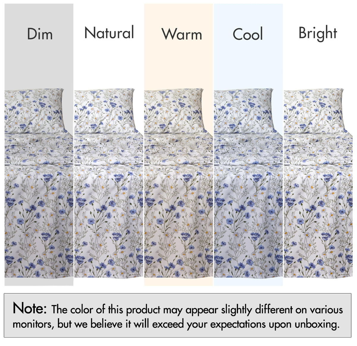 RUVANTI 100% Cotton Percale Sheets Full Size, Sweet Pea