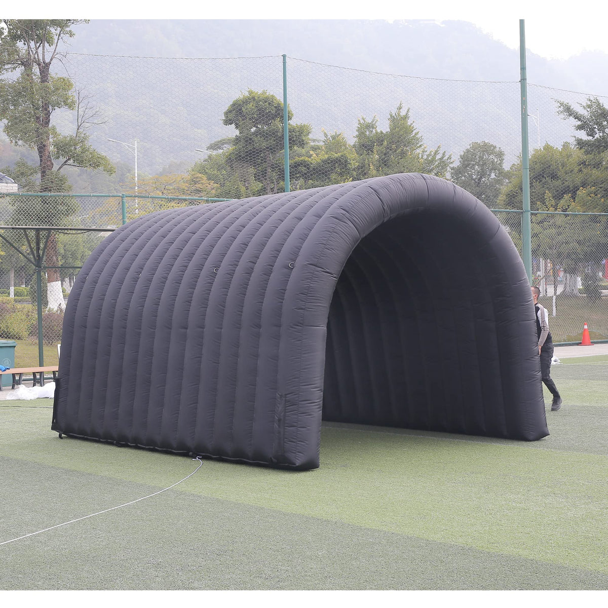 SAYOK 16.8ft Inflatable Tunnel Entrance Sports Inflatable Tunnel Sport Tunnel Entrance Inflatable Football Tunnel Tent with Blower for Event Exhibition Promotion(Black, 16.8ft x 10ft x 9.24ft)