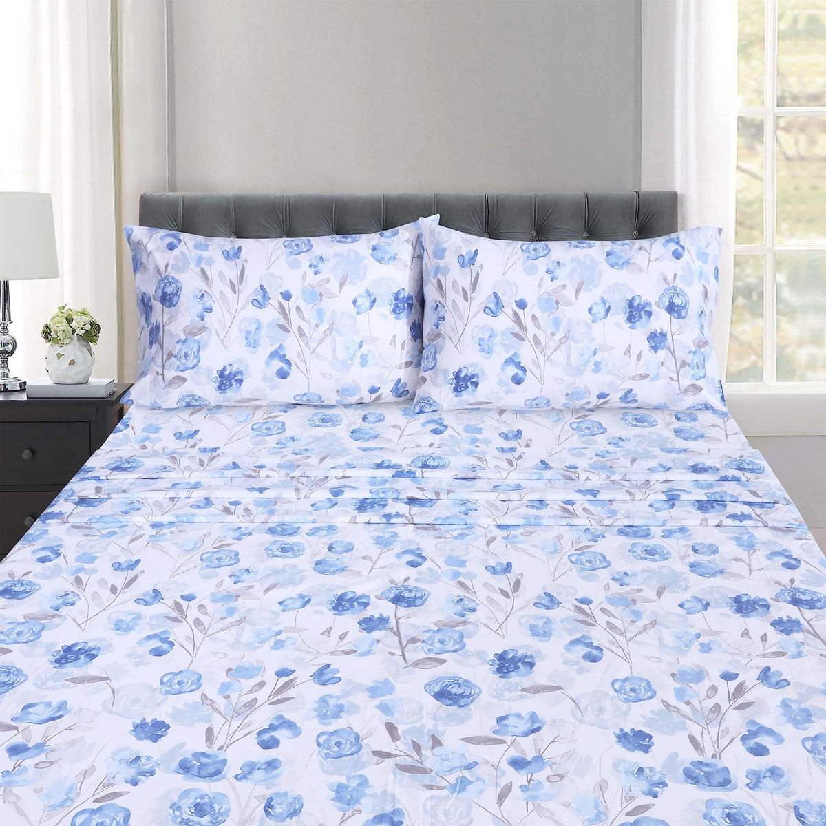 RUVANTI 100% Cotton Percale Sheets Queen Size, Monotones