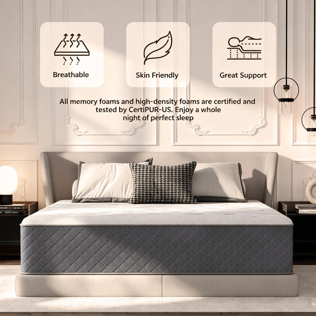 Matoresu 12 Inch Full Mattress Medium Firm,Hybrid Full Mattresses, 7-Zone Memory Foam Mattress with Pocket Sprung for Body Support & Pressure Relief
