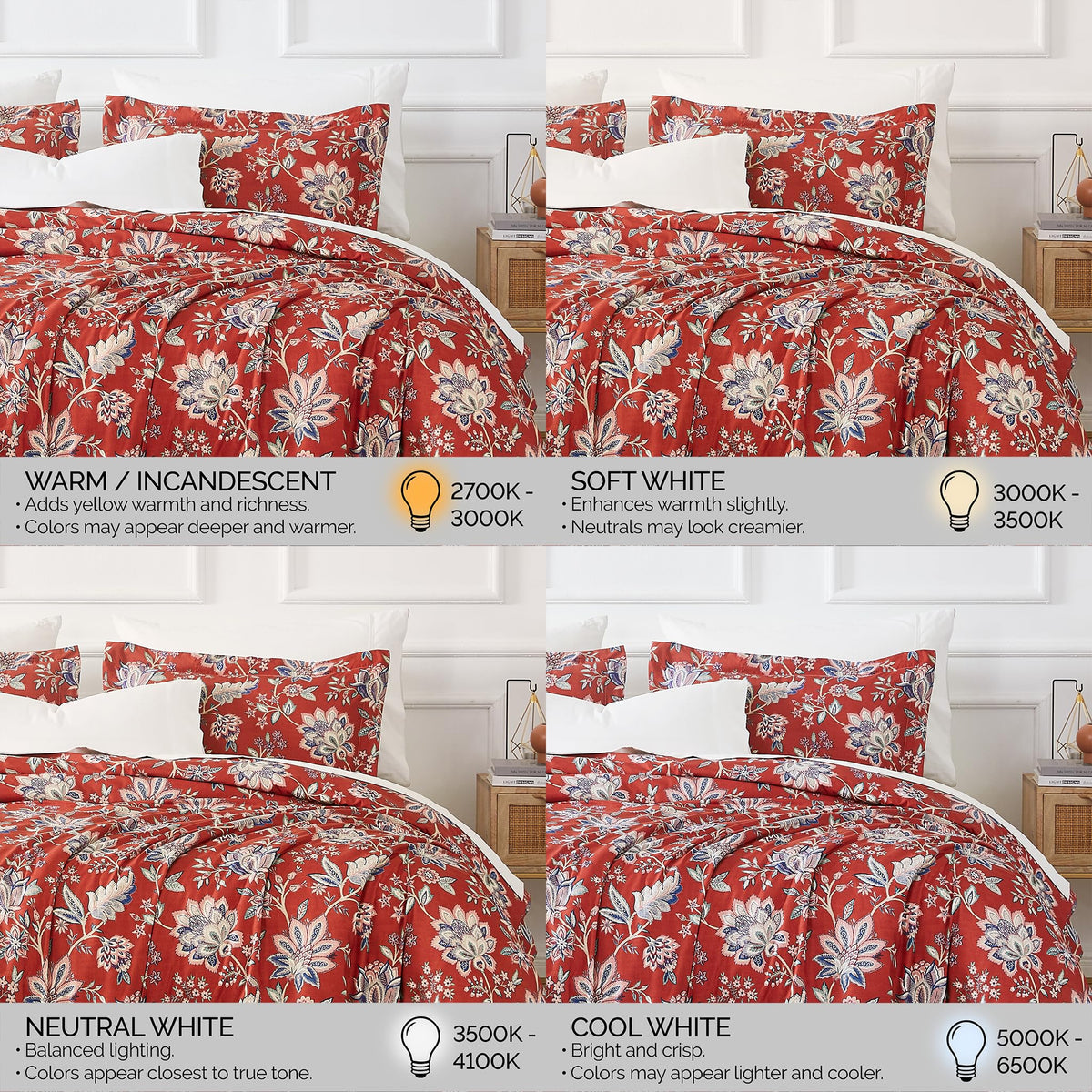 Southshore Fine Living, Inc. Oversized California King Duvet Cover - Red Floral Cal King Duvet Cover Set - Ultra Soft Microfiber, Fade Resistant - Zipper Closure, 2 Pillow Shams - Jacobean Willow Red