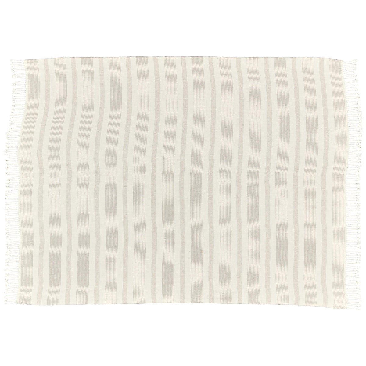 Amazon Brand – Stone & Beam Striped Throw Blanket, Soft and Easy Care, 80" x 60", Fringed, Natural