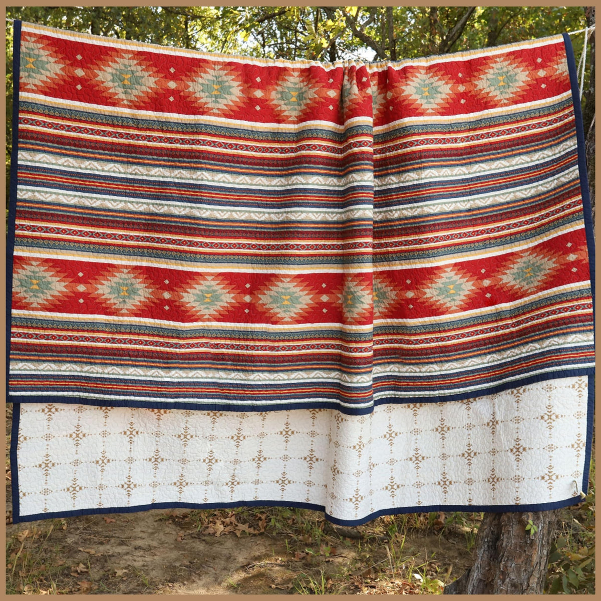 Paseo Road Del Sol King Quilt Set, 3 Piece Rustic Western Bedding Set with Pillow Sham, Lightweight Reversible Cotton Quilt with Southwestern Aztec Pattern, Soft Breathable Cozy Boho Bedding