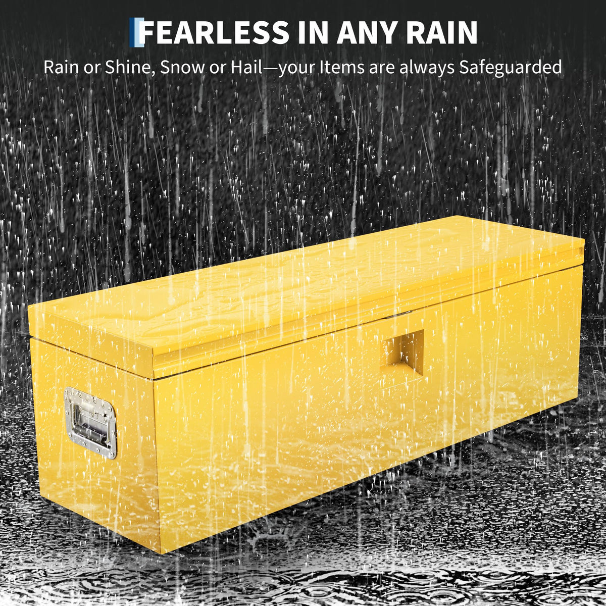 ActiveTrail Heavy Duty Steel Truck Bed Tool Box, 36 Inch Weatherproof Lockable Metal Storage Chest with Gas-Assist Grooved Lid for Pickup, Trailer, RV, Yellow