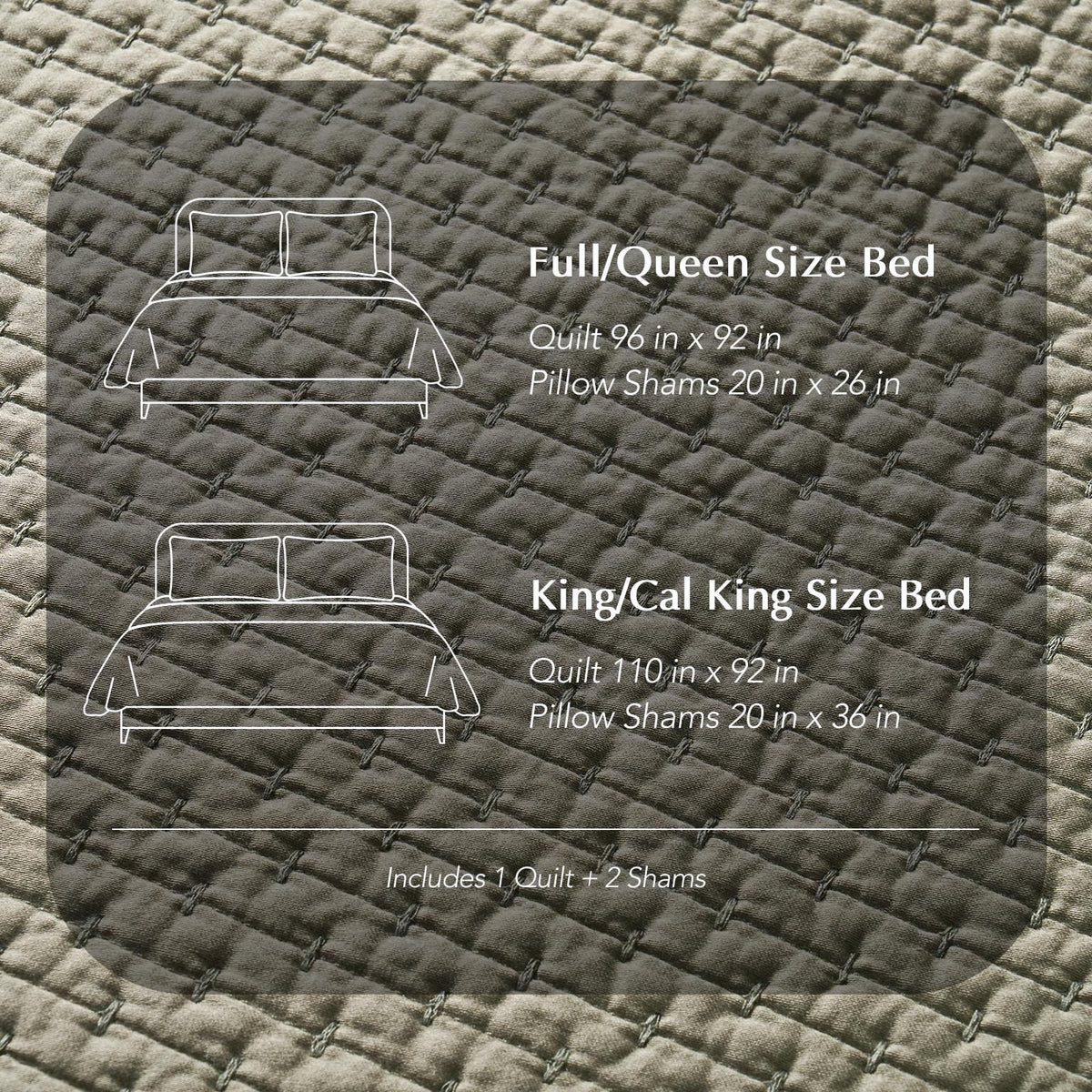 EVERGRACE Cotton Sateen Pick-Stitch Quilt Set King Size – 100% Cotton Coverlet Bedding, Pre-Washed Oversized Bedspread, Breathable All-Season Quilt Set with 2 Shams, Eucalyptus Green