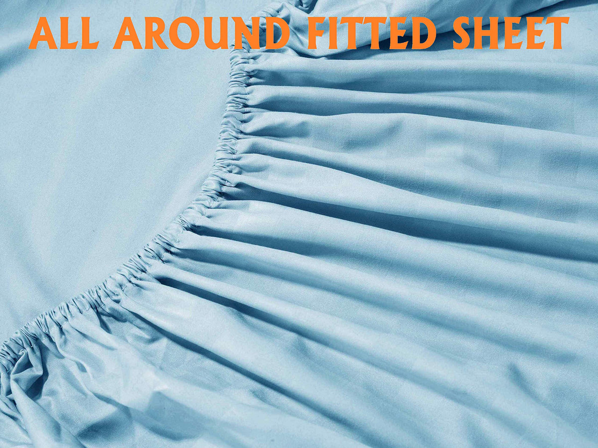 Elegant Comfort Best, Softest, Coziest 6-Piece Sheet Sets! - 1500 Premier Hotel Quality Luxurious Wrinkle Resistant 6-Piece Damask Stripe Bed Sheet Set, King Aqua Blue