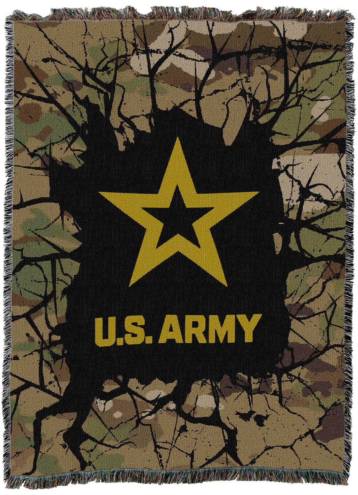 Pure Country Weavers US Army Strong Camo Blanket - Military Gift Tapestry Throw Woven from Cotton - Made in The USA (72x54)