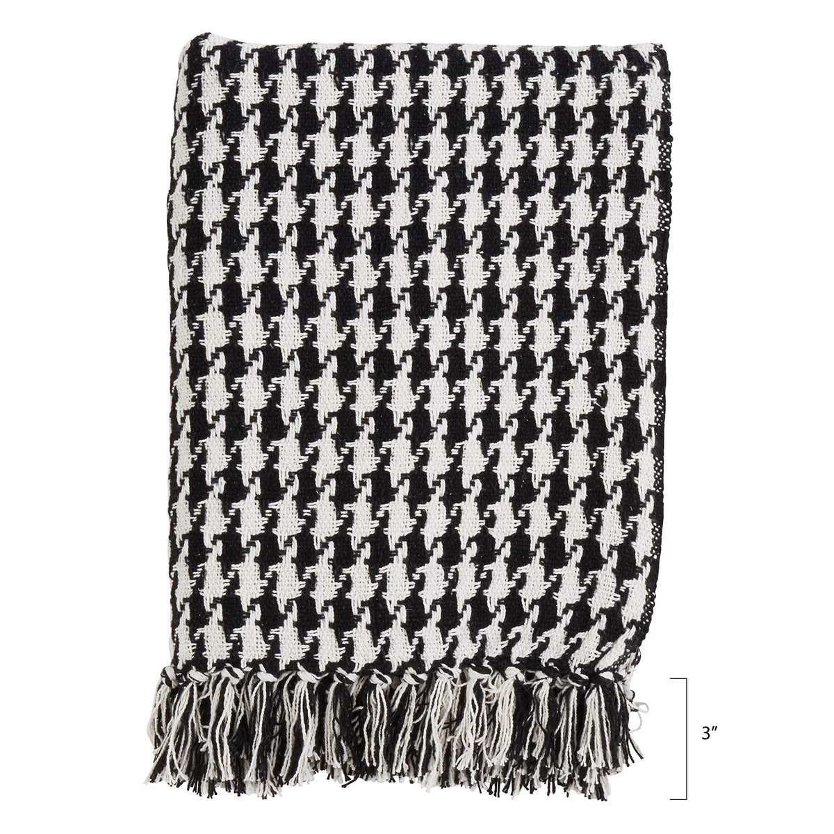SARO LIFESTYLE Houndstooth Design Cotton Throw