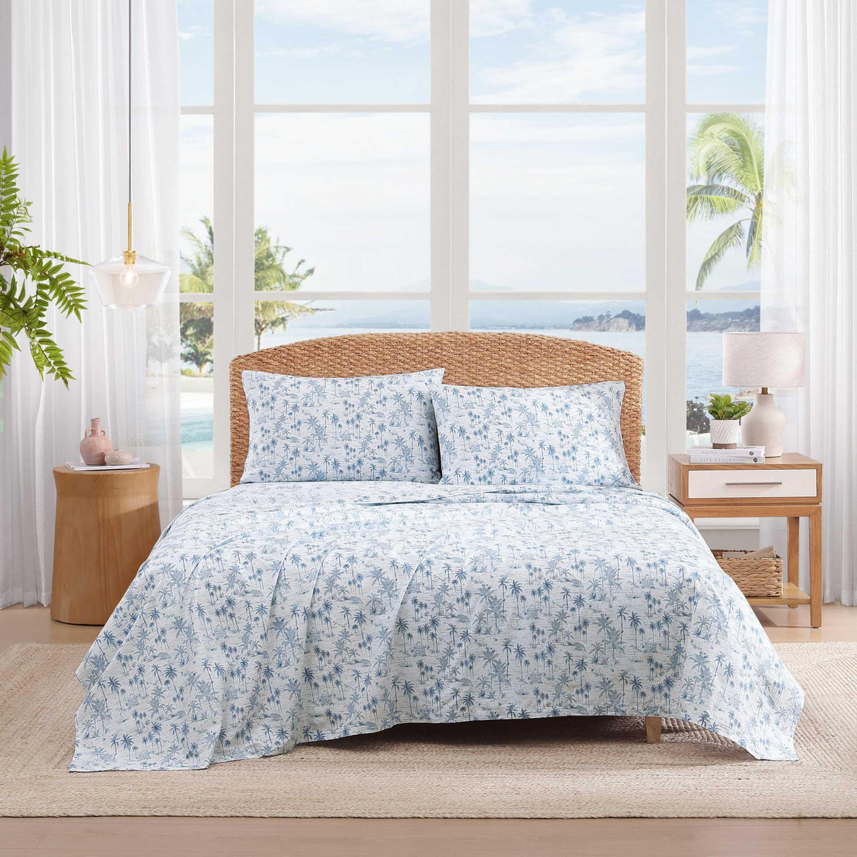 Tommy Bahama - Twin Sheet Set, Crisp & Cool Cotton Percale Bed Sheets, Deep Pockets, Coastal Bedding with Matching Fitted Sheet & Pillowcase (Surfside Blue)