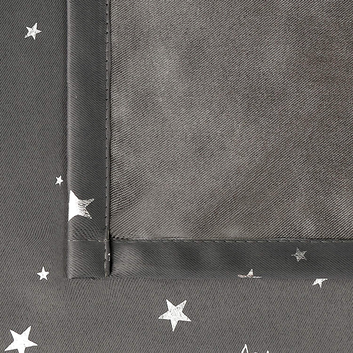 BGment Dark Grey Blackout Curtains for Kid's Bedroom - Grommet Thermal Insulated Room Darkening Silver Star Printed Curtains for Living Room, Set of 2 Panels (42 x 63 Inch, Dark Grey)