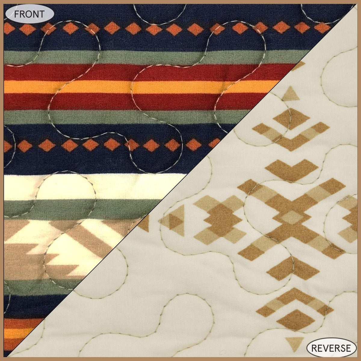 Paseo Road Del Sol King Quilt Set, 3 Piece Rustic Western Bedding Set with Pillow Sham, Lightweight Reversible Cotton Quilt with Southwestern Aztec Pattern, Soft Breathable Cozy Boho Bedding