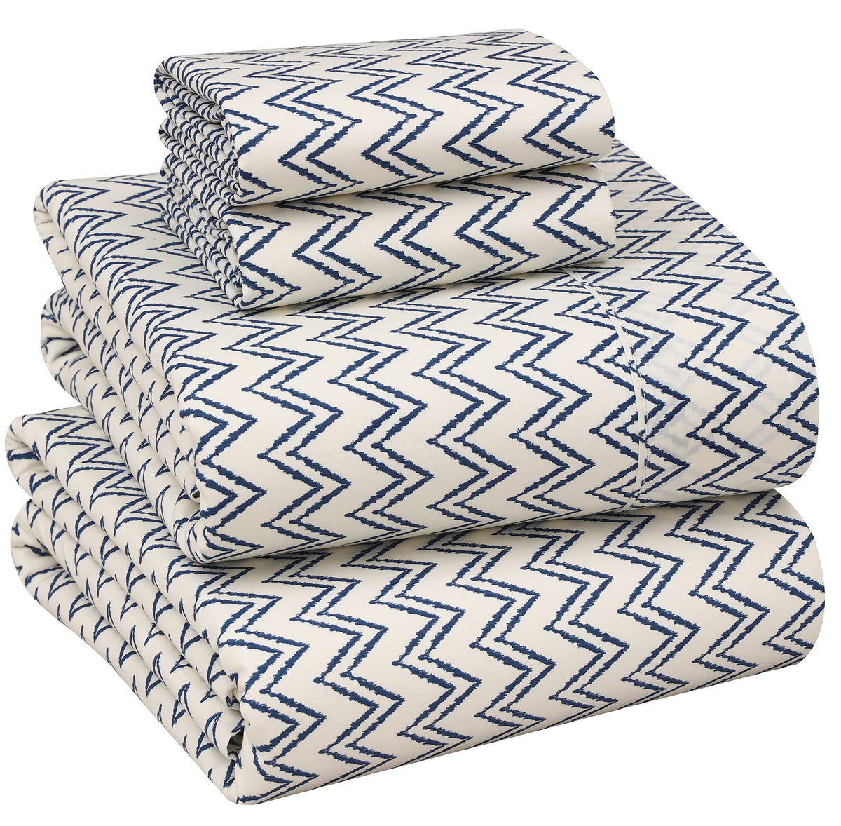 RUVANTI 100% Cotton Percale Sheets Full Size, Chevron