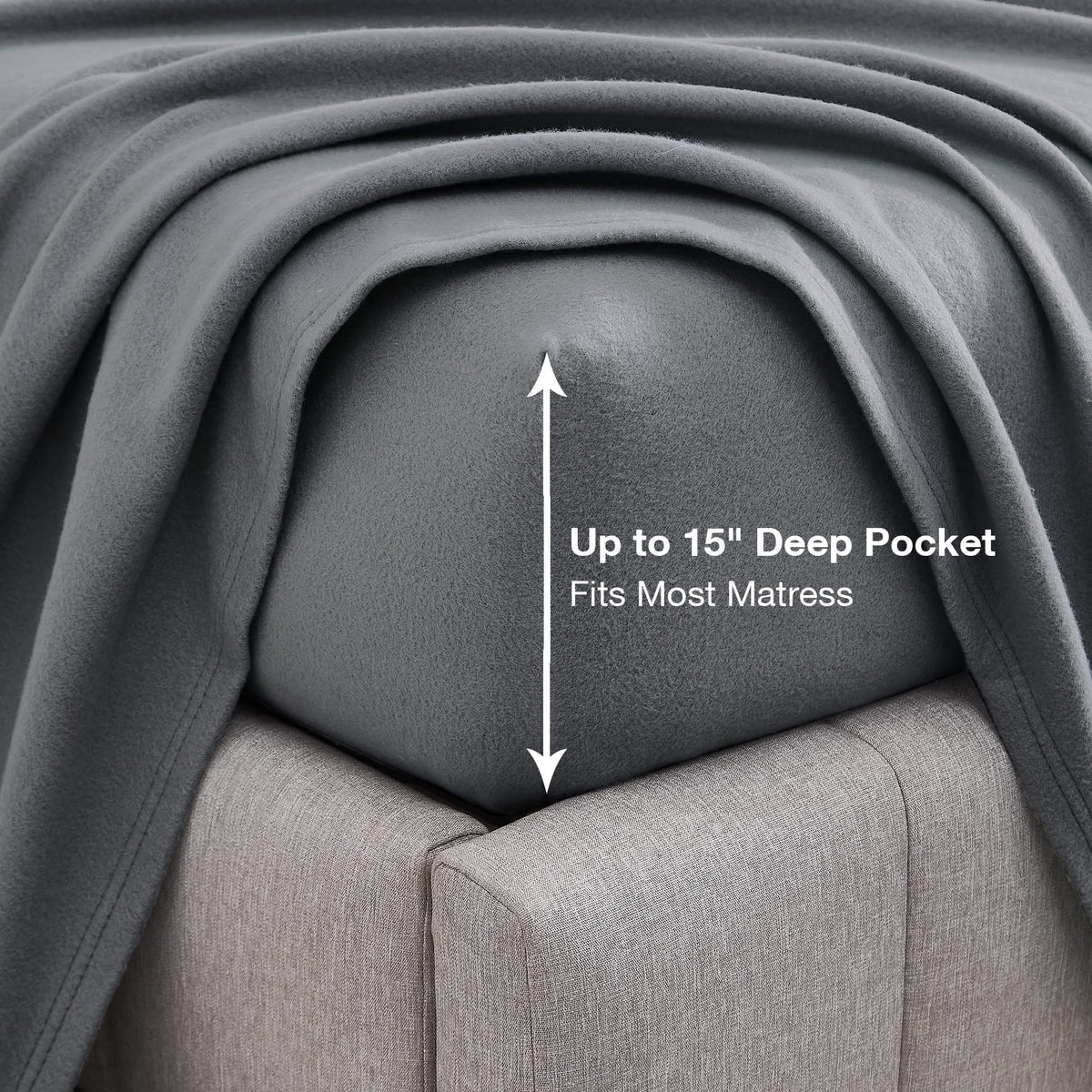 Viviland Plush Micro Fleece Full Bed Sheet Set - Soft Polar Fleece Velvet Sheets - Extra Warm Winter Flannel Bed Sheets with Deep Pocket - Dark Gray - Full