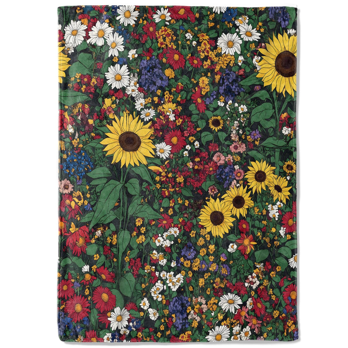 coedoaes Wildflower and Sunflower Fleece Blanket - 50x60in Lush Garden Floral Flower Nature Throw Blankets,Soft Cozy Lightweight, Ideal for Living Room Home Decor and Kids Women Girls Spring Gifts