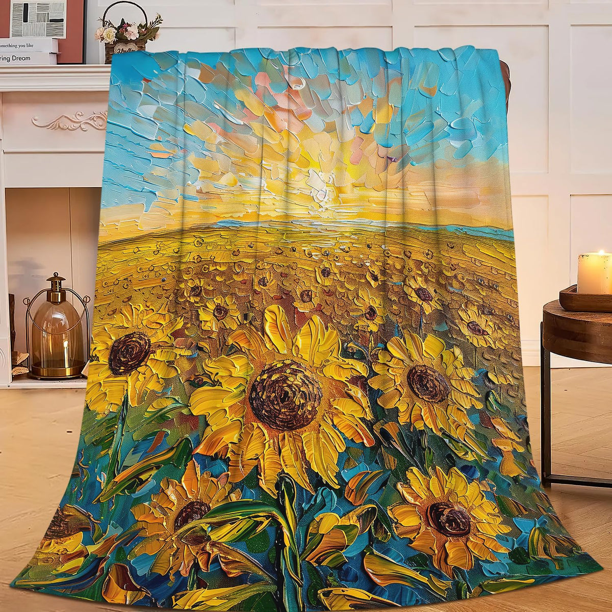 Sunflower Throw Blanket Sunflower Floral Flannel Blankets Flower Fuzzy Plush Super Soft Cozy Warm Decor Gifts for Boys Girls Kids Adults Men Women 40" x 50"