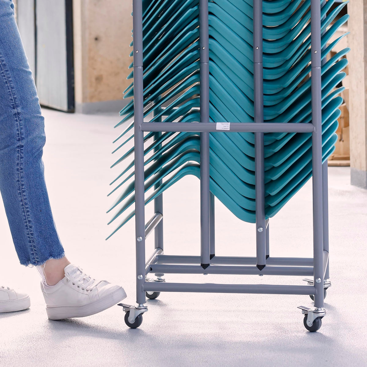 ECR4Kids The Surf Storage Rack, Holds 30 Lap Desks, Classroom Furniture, Silver