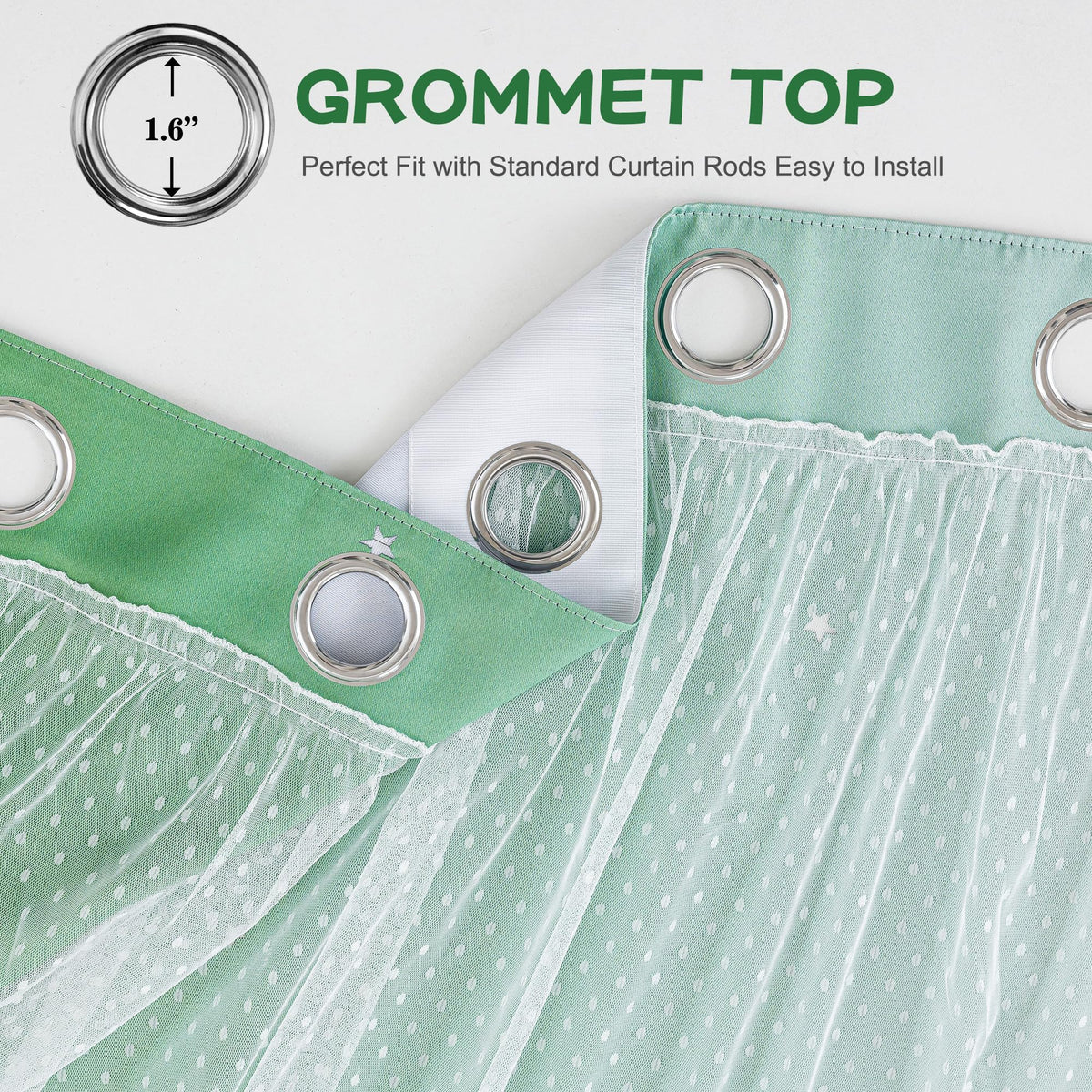 MYSKY HOME Boys Blackout Curtains 96 inches Long Green Ombre Decor for Kids Nursery Living Room, Hollow-Out Stars Thermal Insulated Grommet Curtain for Bedroom, W52 x L96 Inches, 2 Panels