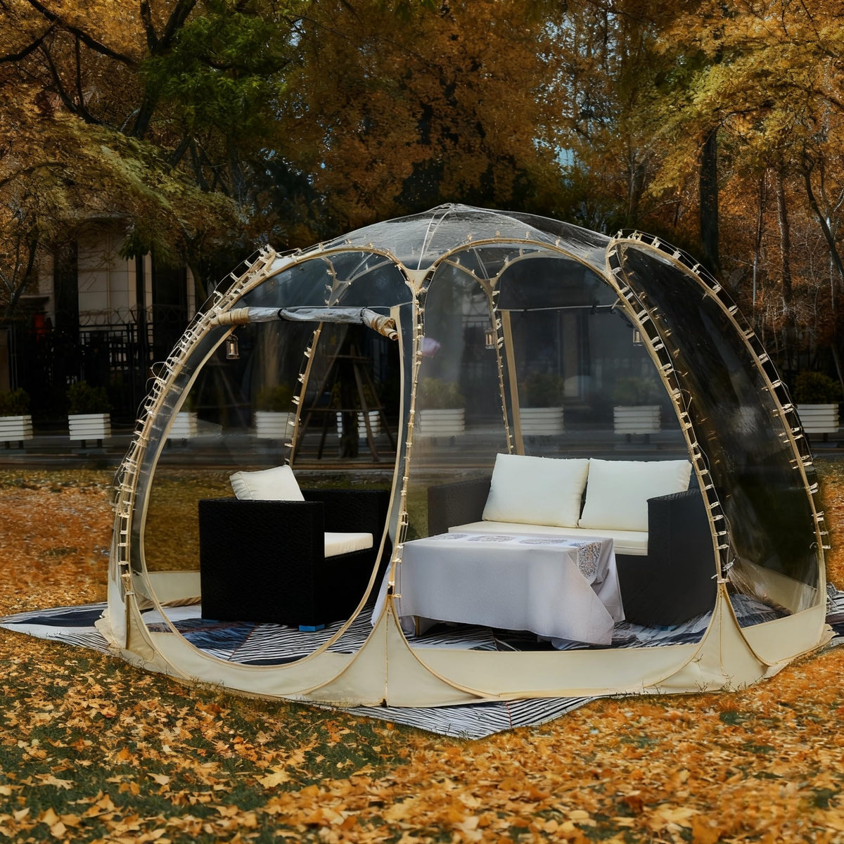 BGYMF 15x15FT Spacious Pop Up Bubble Tent for 10-15 People,Outdoor Clear Dome with Rain Cover, Portable Garden Globe Igloo Tent for Camping